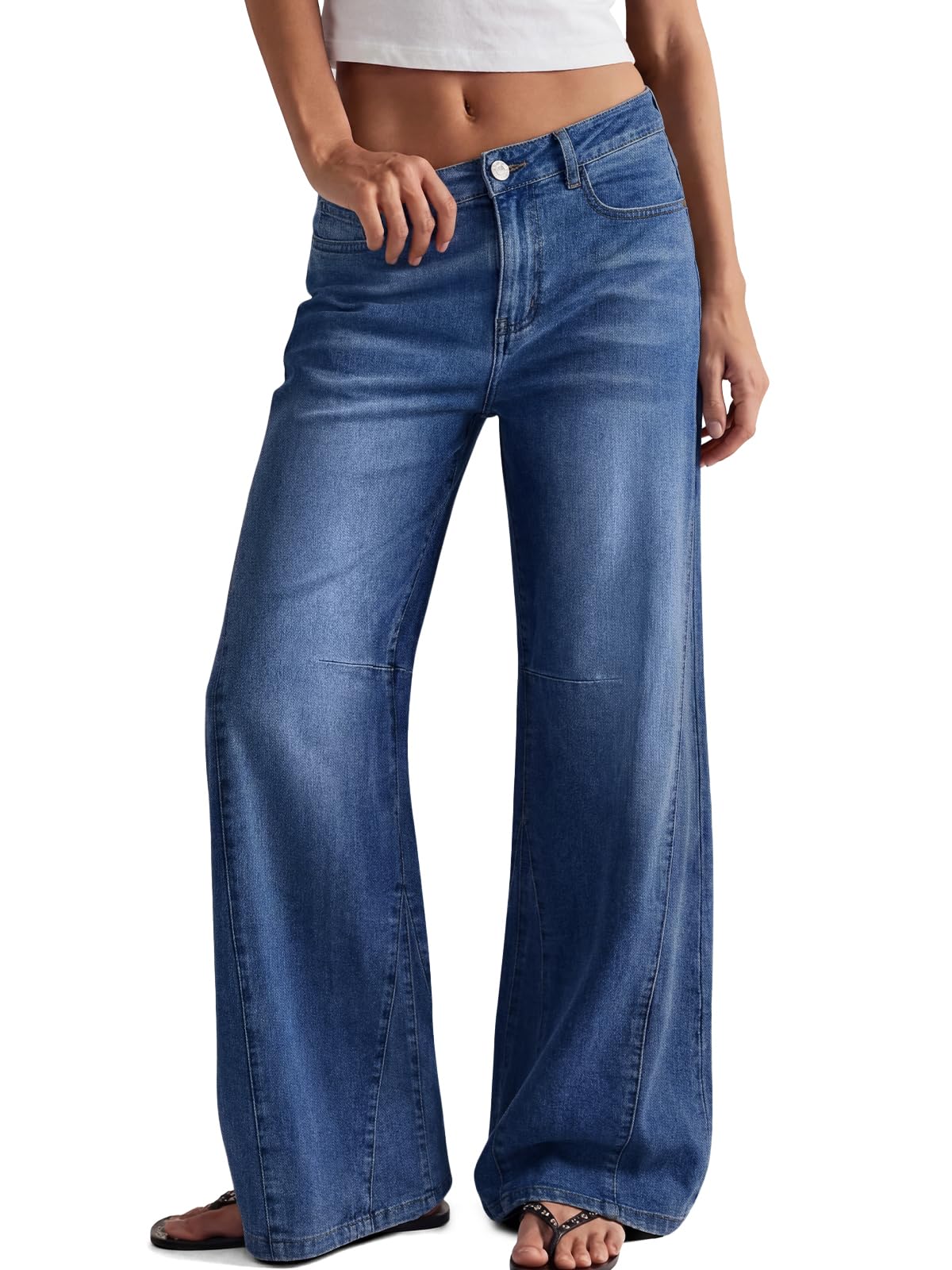 Trendy Queen Women's High Waisted Wide Leg Jeans Barrel Baggy Pants