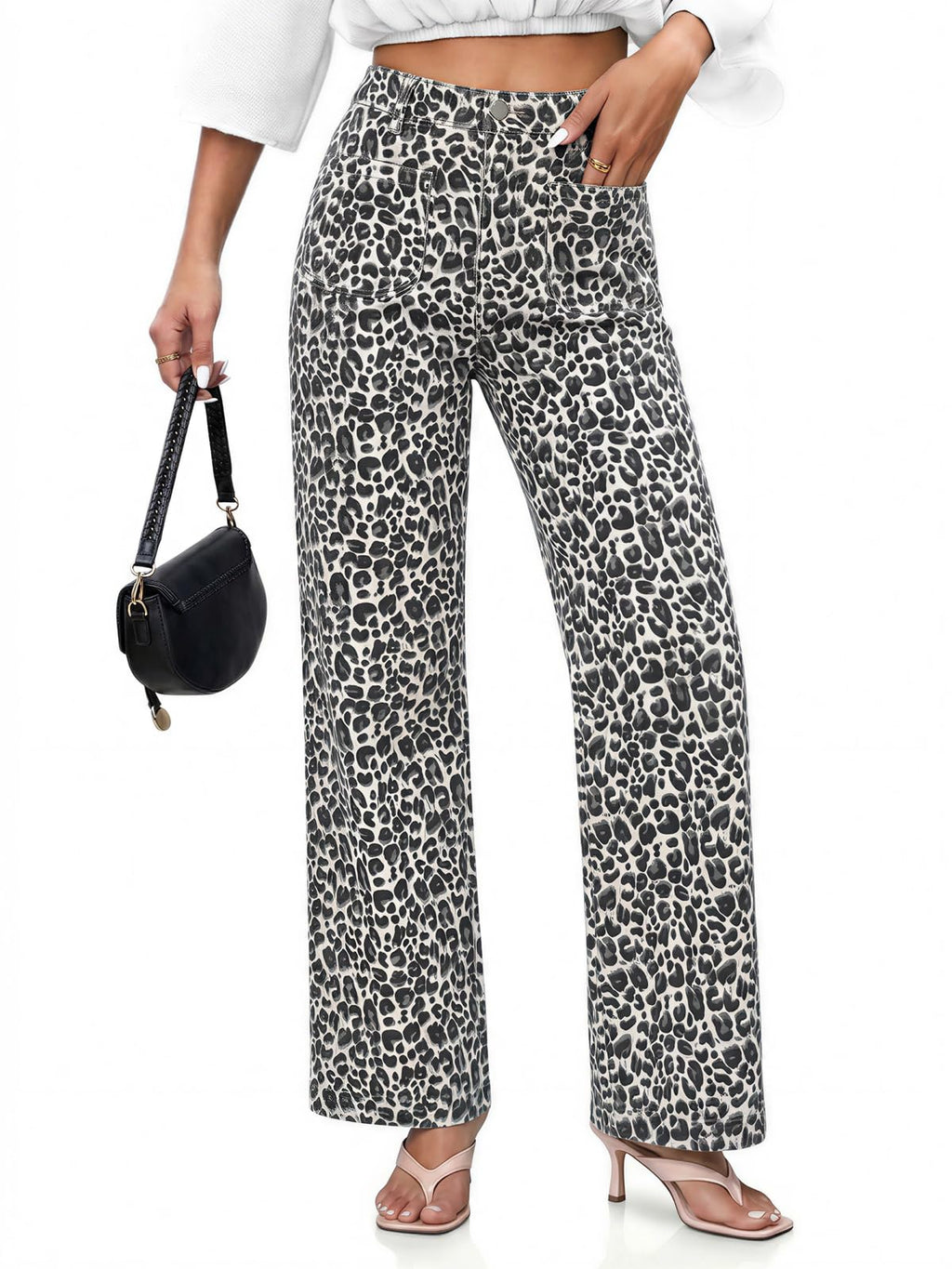 Cicy Bell Womens Wide Leg Jeans High Waisted Straight Leg Denim Pants