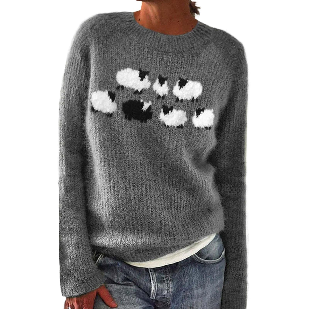 Fair Isle Sweater Women Boho Knitted Vintage Sweaters Casual Crewneck Long Sleeve Lightweight Cropped Pullover Tops