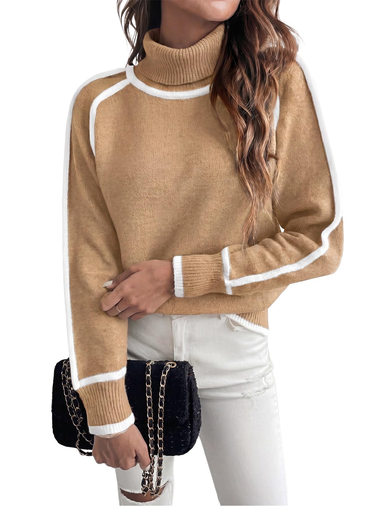 EVALESS Sweaters for Women Fall Winter Cozy Turtleneck Sweater