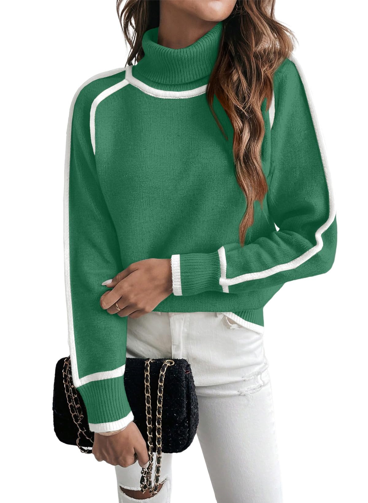 EVALESS Sweaters for Women Fall Winter Cozy Turtleneck Sweater
