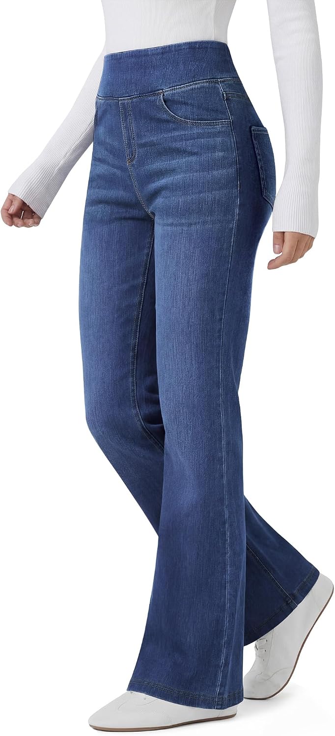 FireSwan Women’s Trendy Stretchy Flare Jeans Pull On Casual Denim Pants