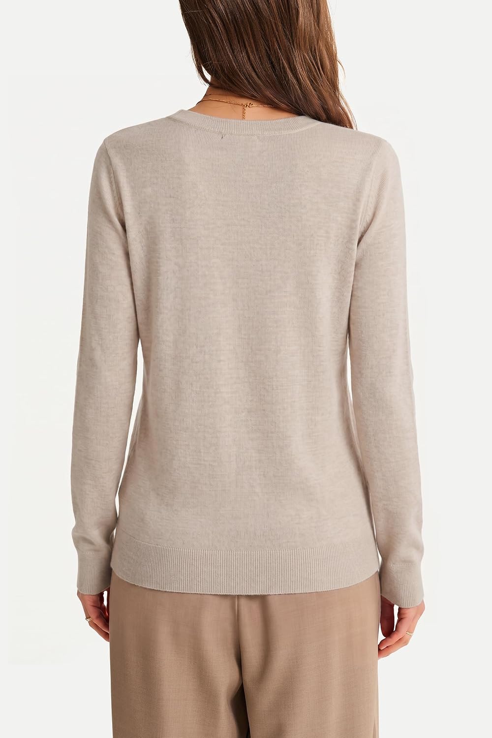 Arach&Cloz Women's 100% Merino Wool Long Sleeve Crew Neck Fall Work Sweater
