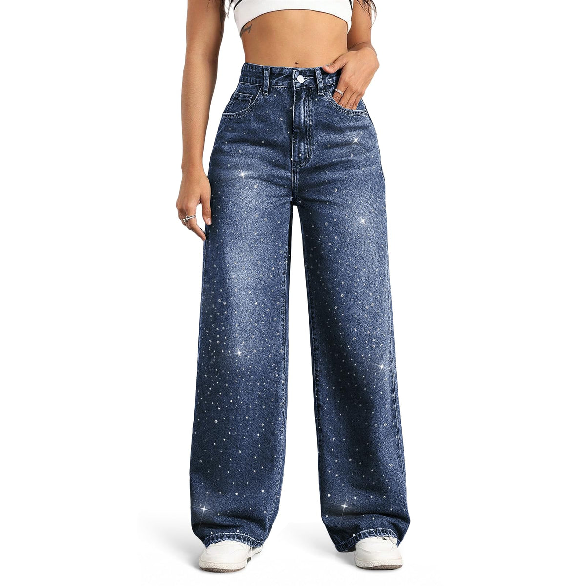 Straight Leg Jeans for Women High Waisted Wide Leg Denim Pants