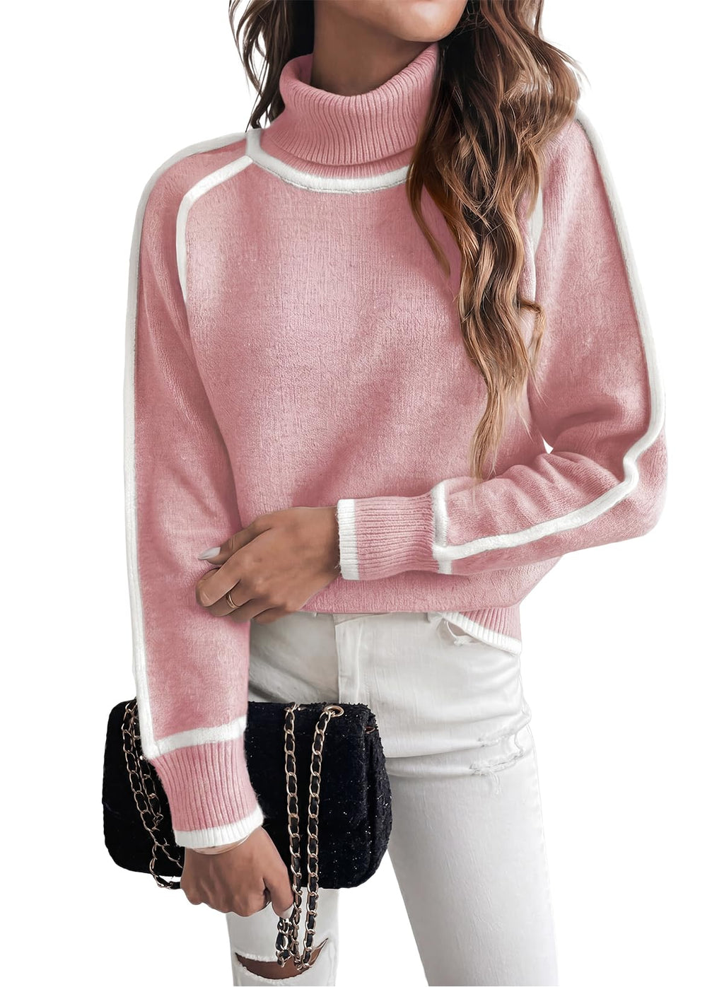 EVALESS Sweaters for Women Fall Winter Cozy Turtleneck Sweater