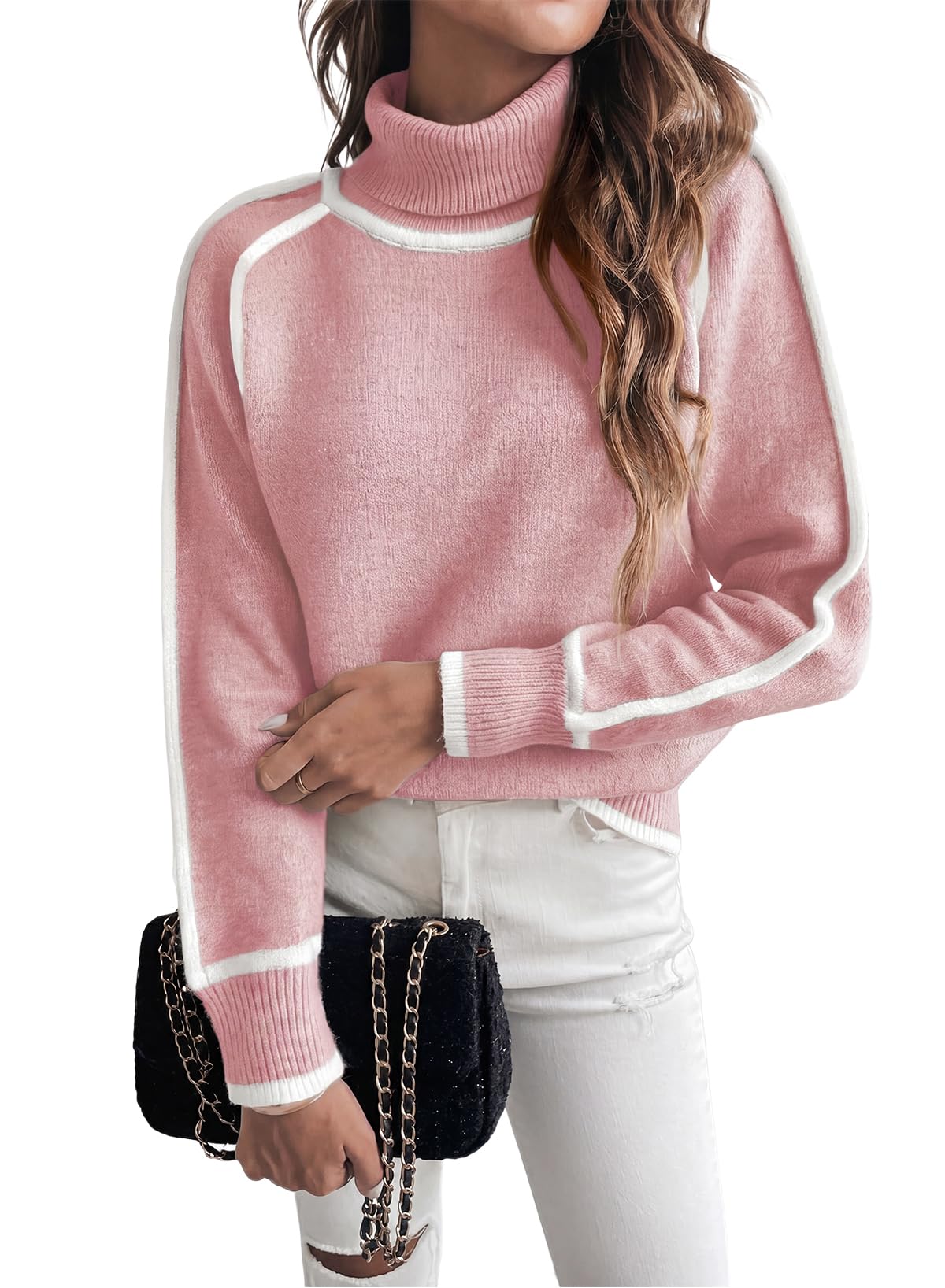 EVALESS Sweaters for Women Fall Winter Cozy Turtleneck Sweater