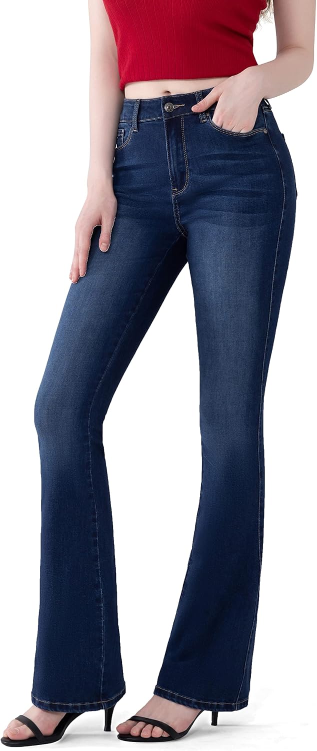 FLYING BANANA Women's Totally Shaping Curvy Stretchy Bootcut Flare Denim Jeans
