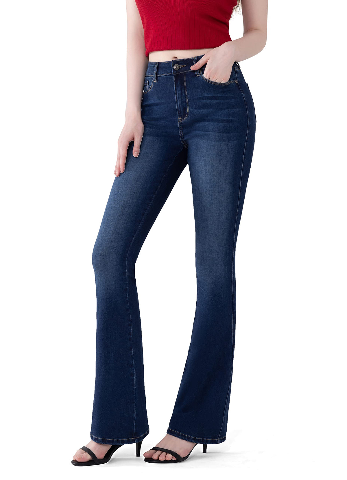 FLYING BANANA Women's Totally Shaping Curvy Stretchy Bootcut Flare Denim Jeans
