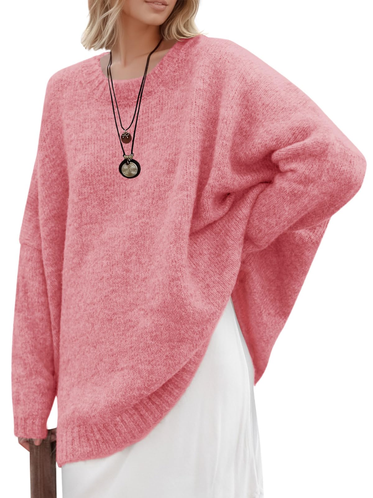 Saodimallsu Womens Oversized Tunic Sweaters Chunky Knit Slouchy Pullover