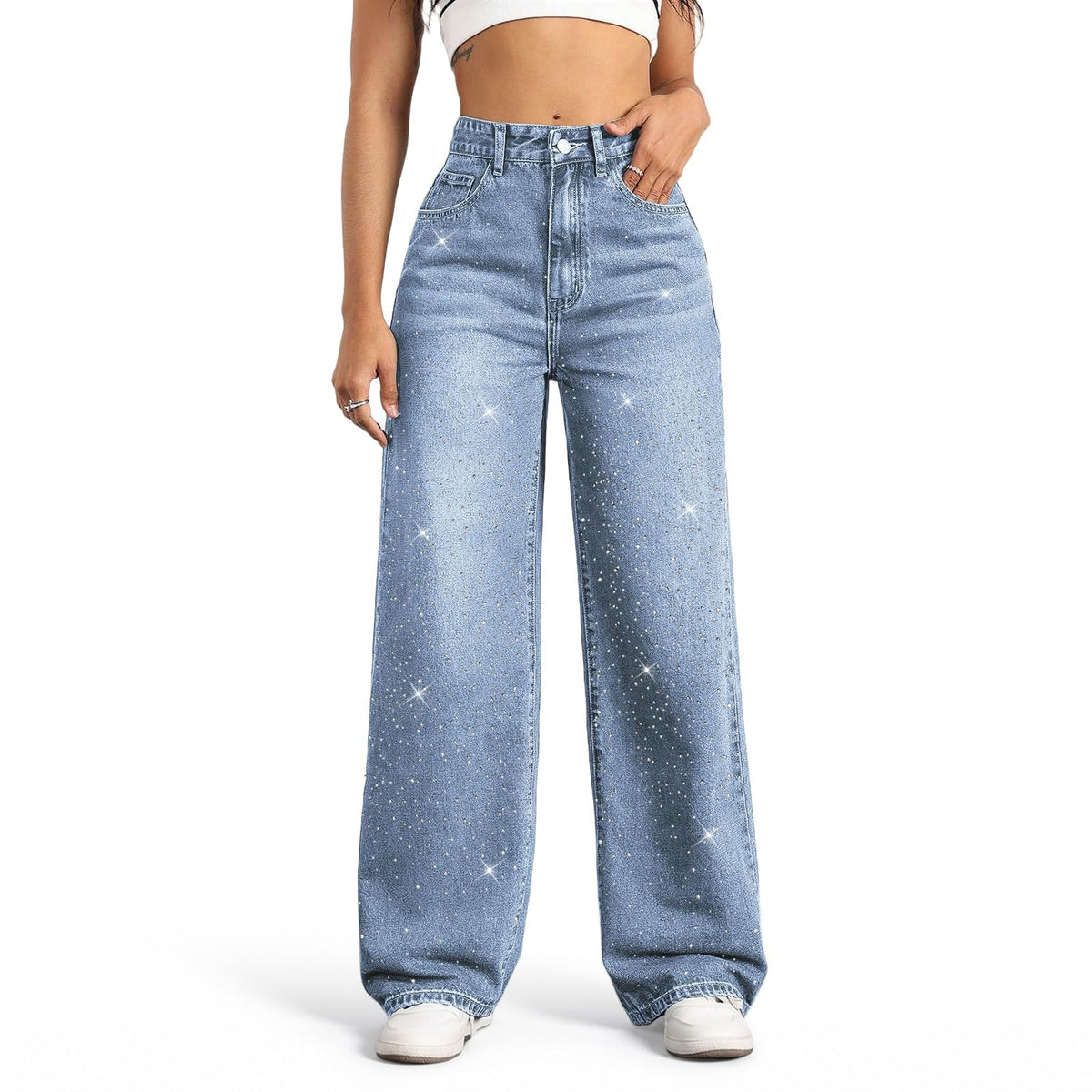 Straight Leg Jeans for Women High Waisted Wide Leg Denim Pants