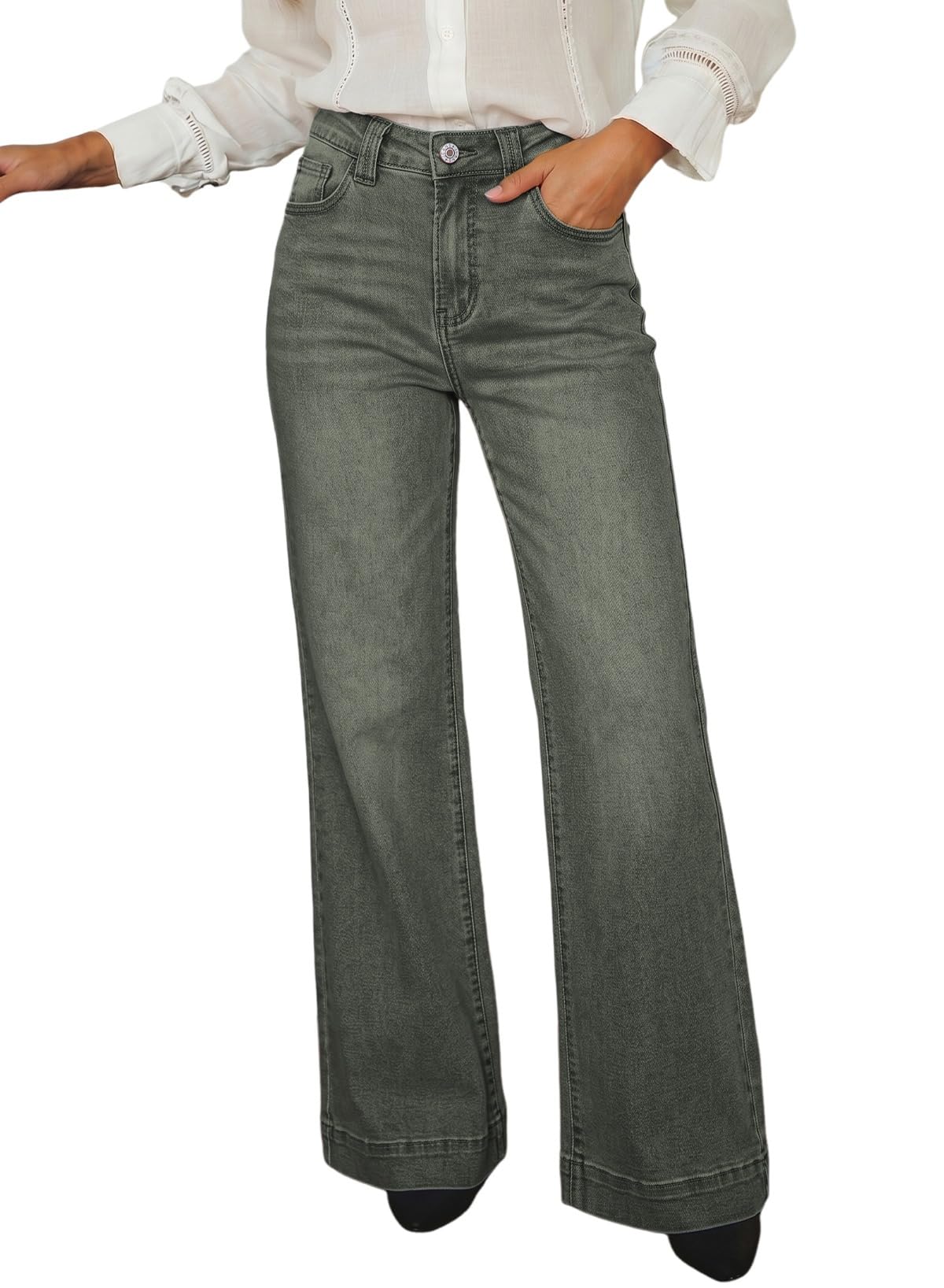 Dokotoo Women's Wide Leg Baggy Flare Jeans High Waisted 2026 Denim Pants