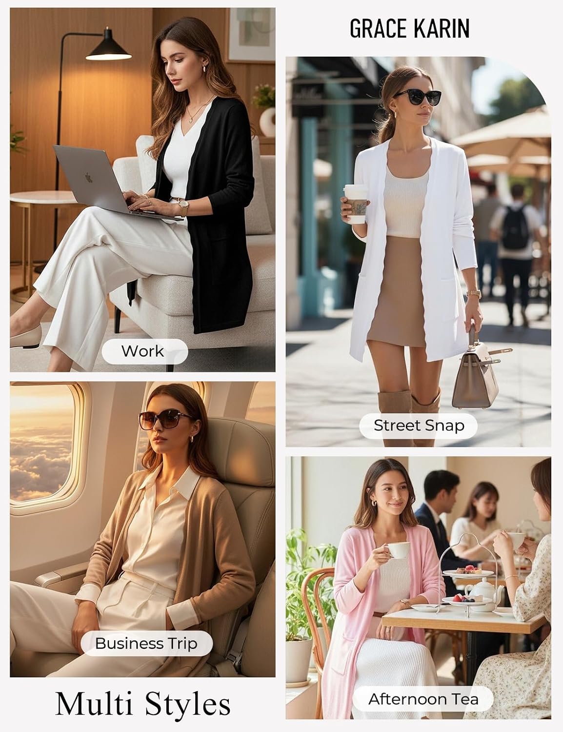 GRACE KARIN Long Cardigan Sweaters for Women Business Casual Fall Outfits