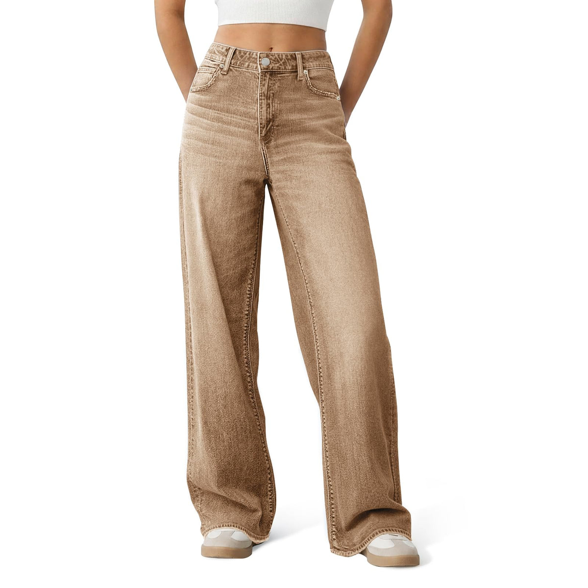 Women's Wide Leg Jeans High Waisted Baggy Straight Denim Pants