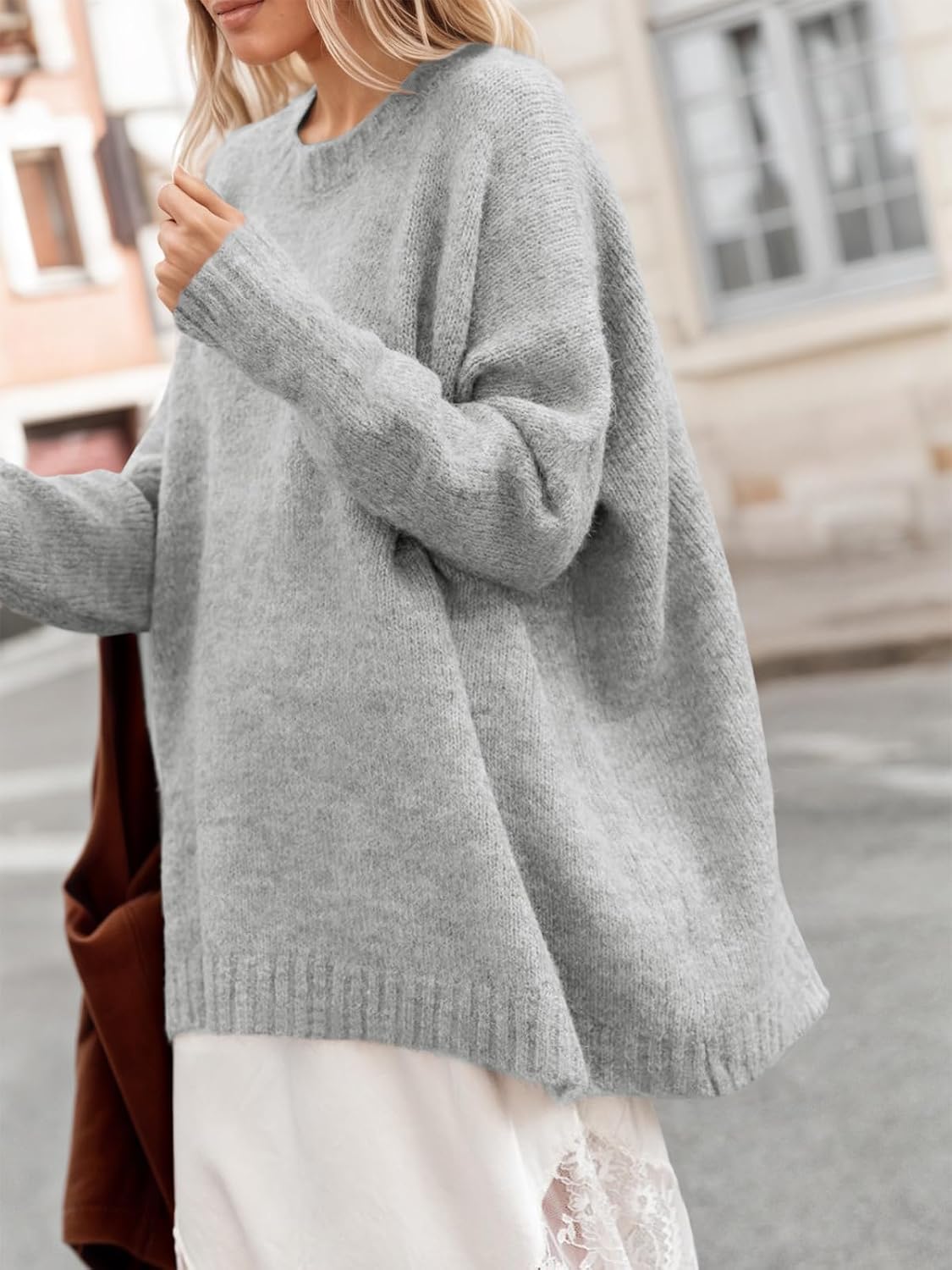 Saodimallsu Womens Oversized Tunic Sweaters Chunky Knit Slouchy Pullover