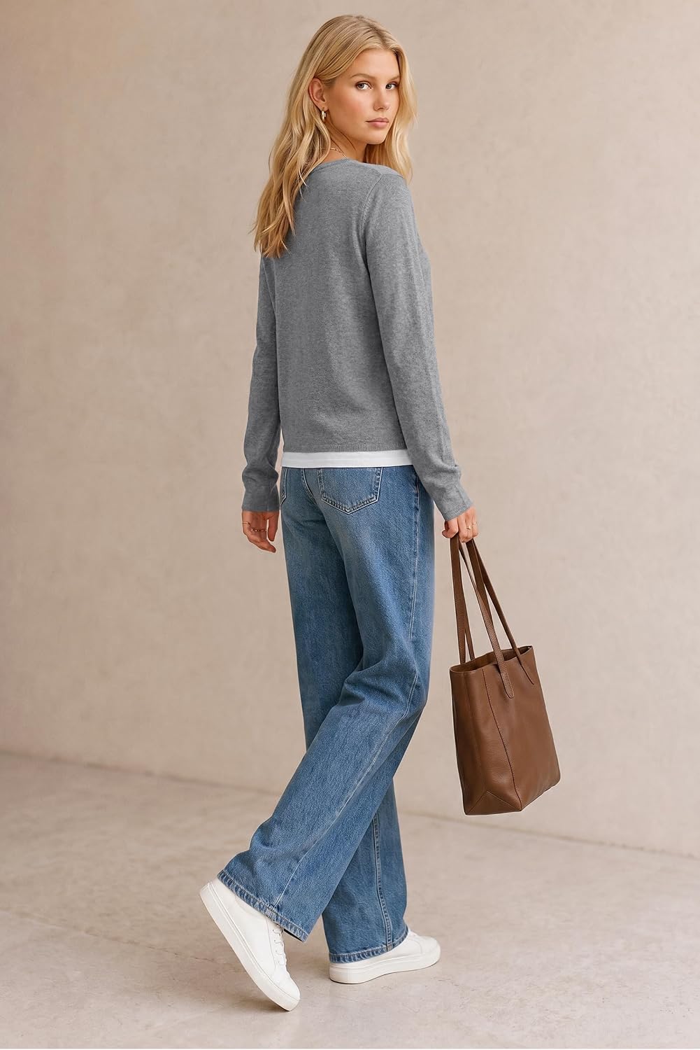 Arach&Cloz Women's Wool Blend 2 in 1 Patchwork V Neck Casual Sweater Tops