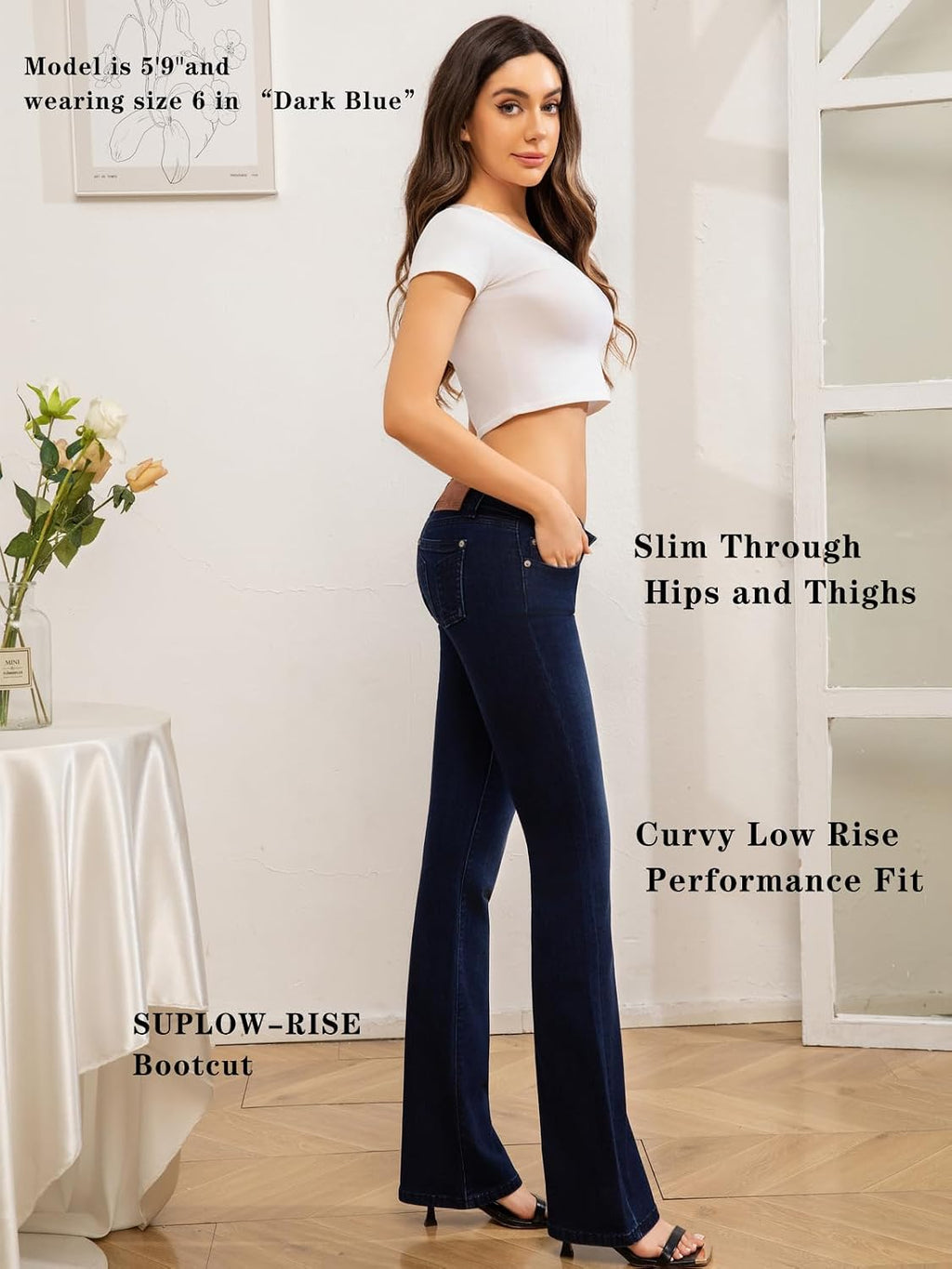 Women's Super Low Rise Bootcut Jeans Stretch Y2K Pants
