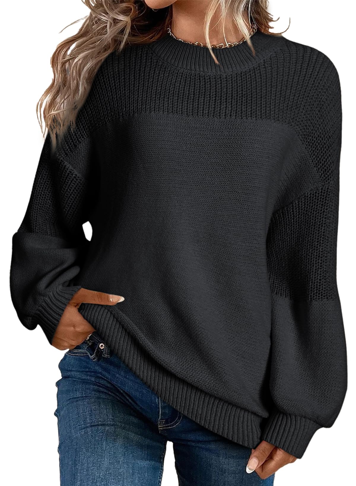Dokotoo Women's Oversized Long Sleeve Crewneck Pullover Sweaters
