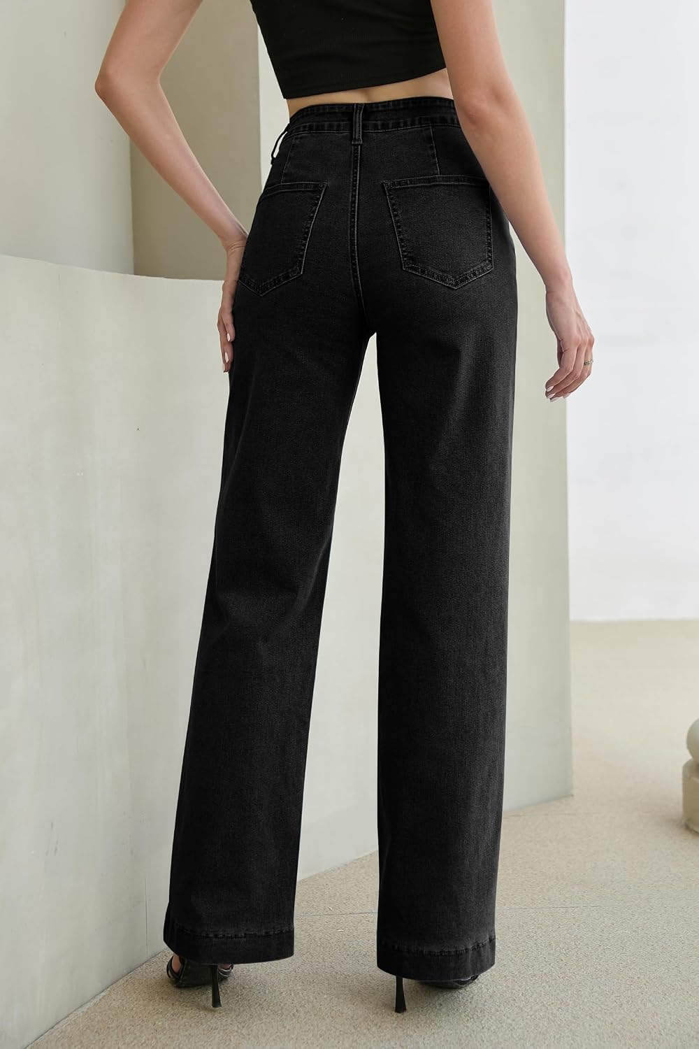 Wide Leg Jeans for Women Trendy High Waisted Stretchy Straight Leg Jeans Loose Denim Pants
