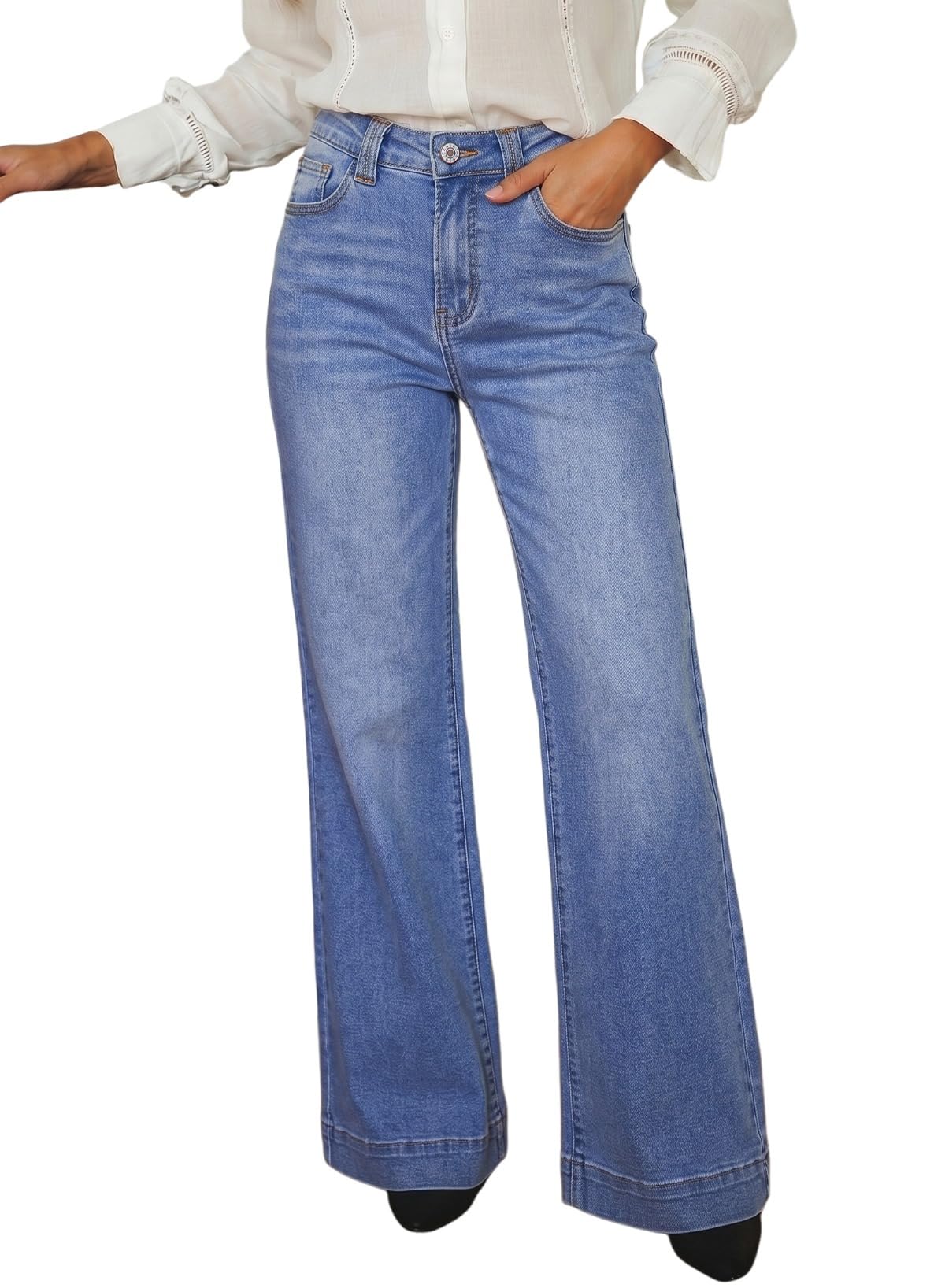 Dokotoo Women's Wide Leg Baggy Flare Jeans High Waisted 2026 Denim Pants