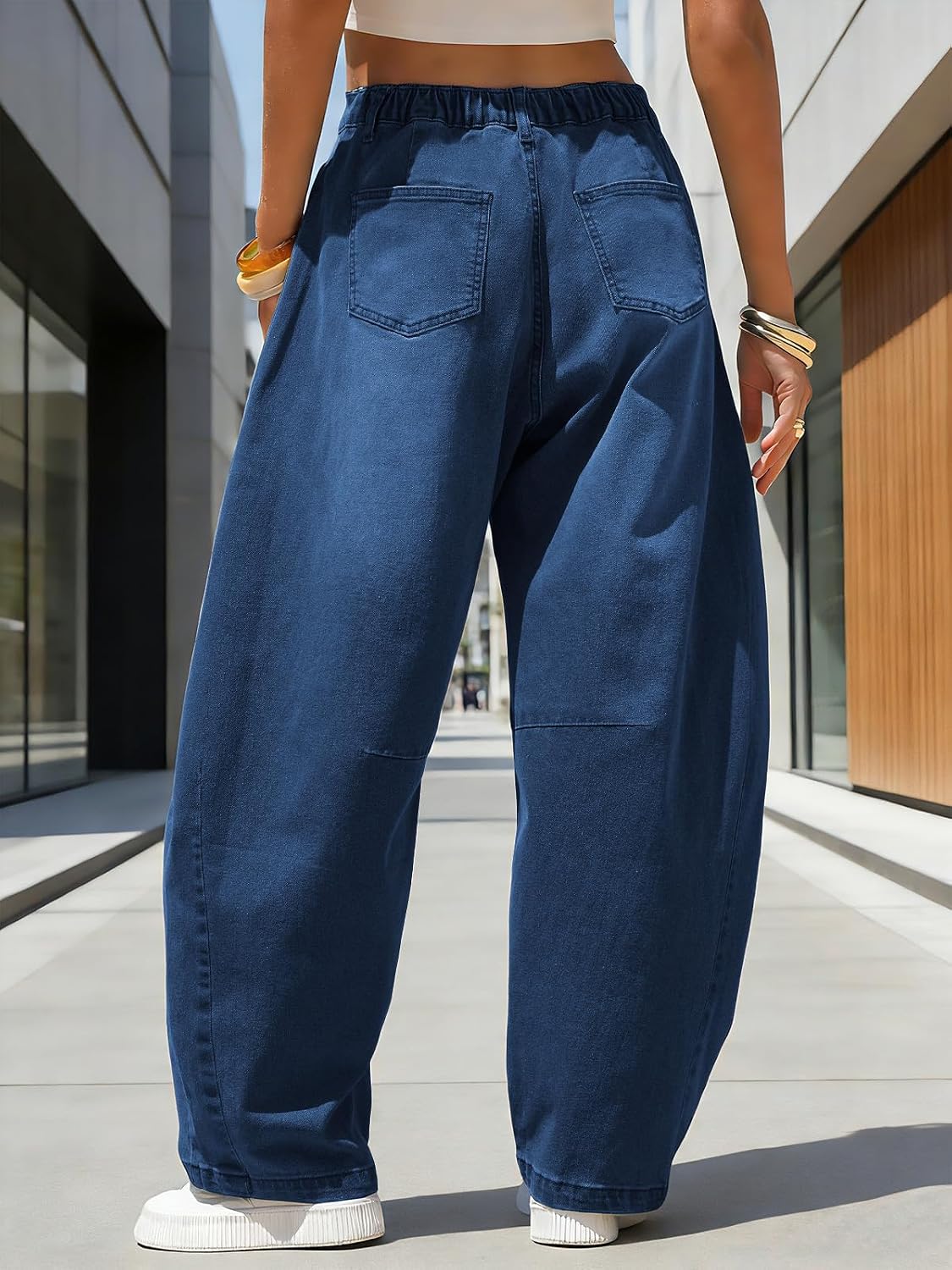 EXLURA Barrel Jeans Women Y2K Boyfriend Denim Pants Casual Baggy Jeans