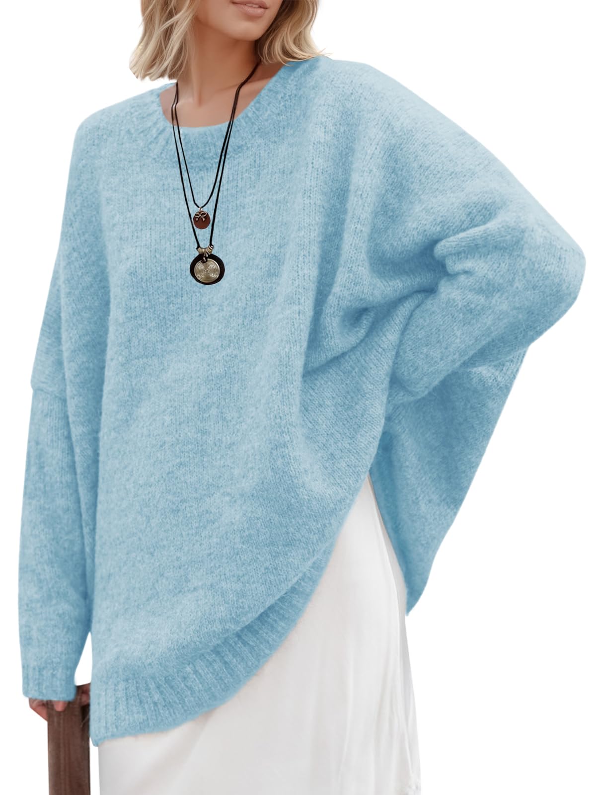Saodimallsu Womens Oversized Tunic Sweaters Chunky Knit Slouchy Pullover
