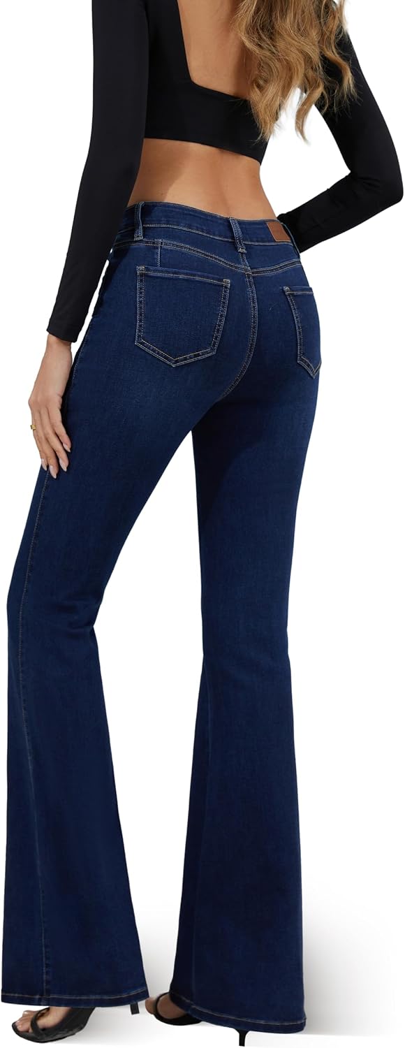 FLYING BANANA Women's Totally Shaping Curvy Stretchy Bootcut Flare Denim Jeans