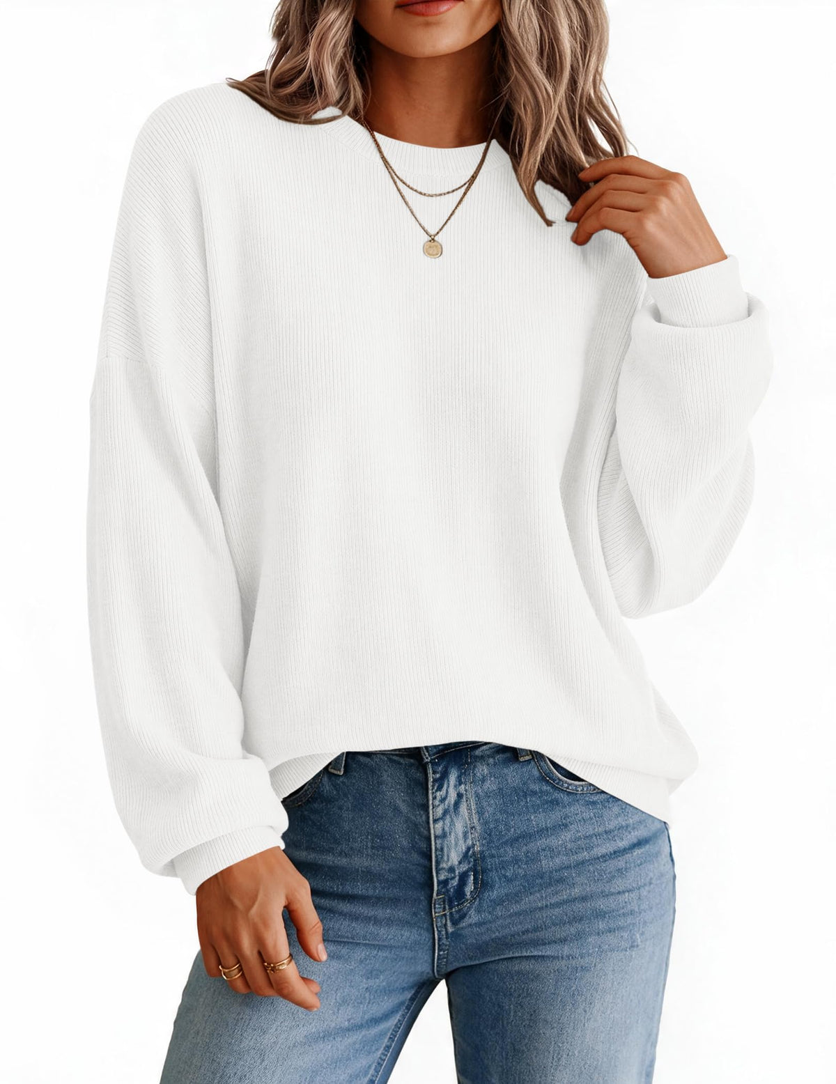 Zeagoo Oversized Sweater for Women 2026 Crewneck Long Sleeve Fall Clothes