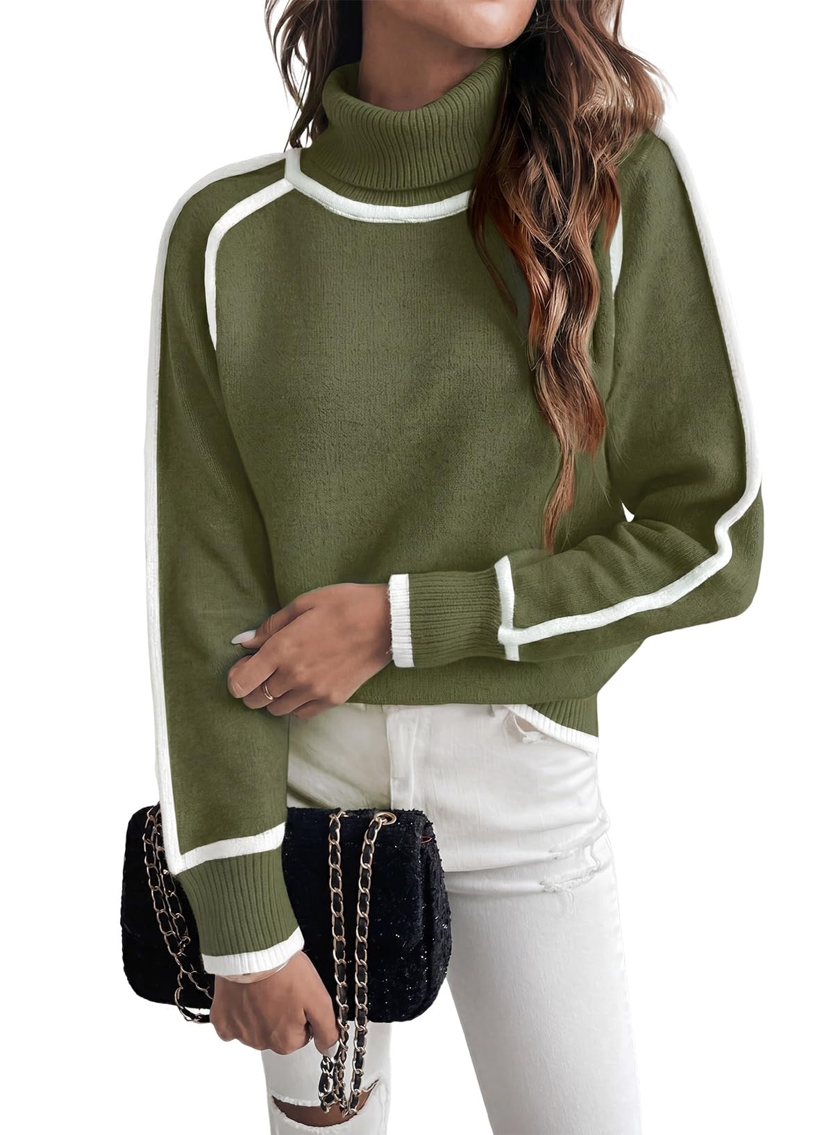 EVALESS Sweaters for Women Fall Winter Cozy Turtleneck Sweater
