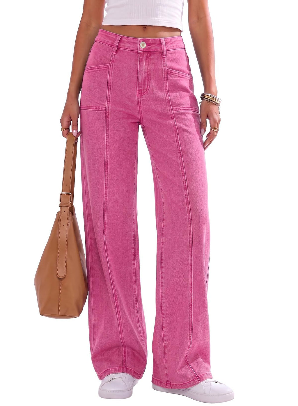 Sidefeel Women's High Waisted Jeans Loose Fit Wide Leg Denim Pants