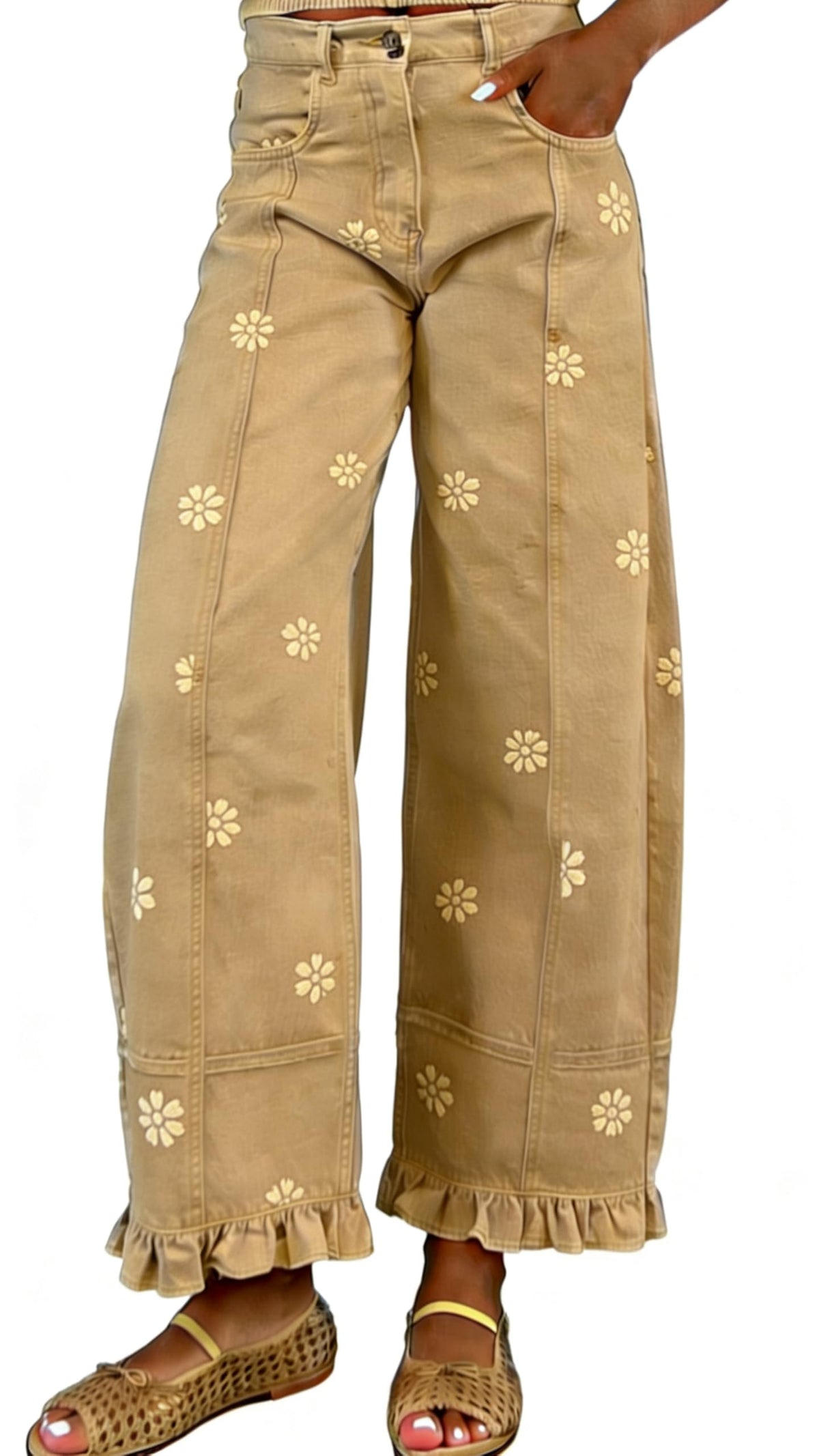 utcoco Barrel Jeans Women 2026 Floral Print Wide Leg Jeans Y2k Patchwork Baggy Boyfriend Denim Pants