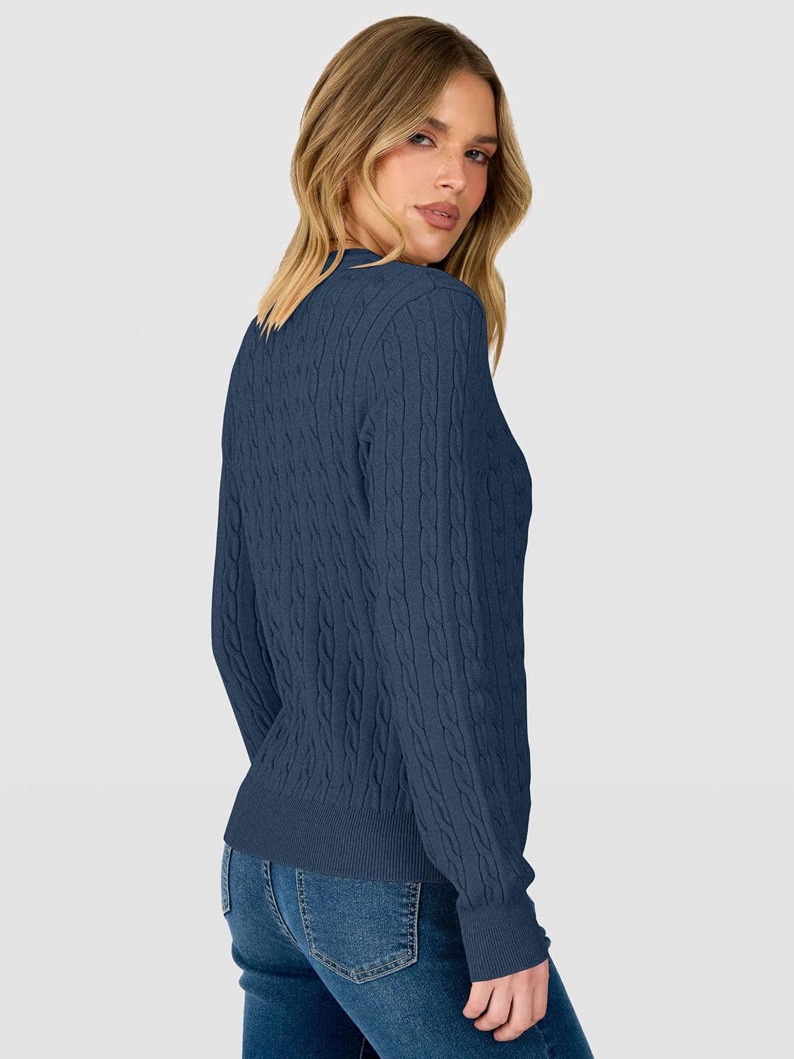 ANRABESS Sweaters for Women Cable Knit Henley Neck Fall Outfits