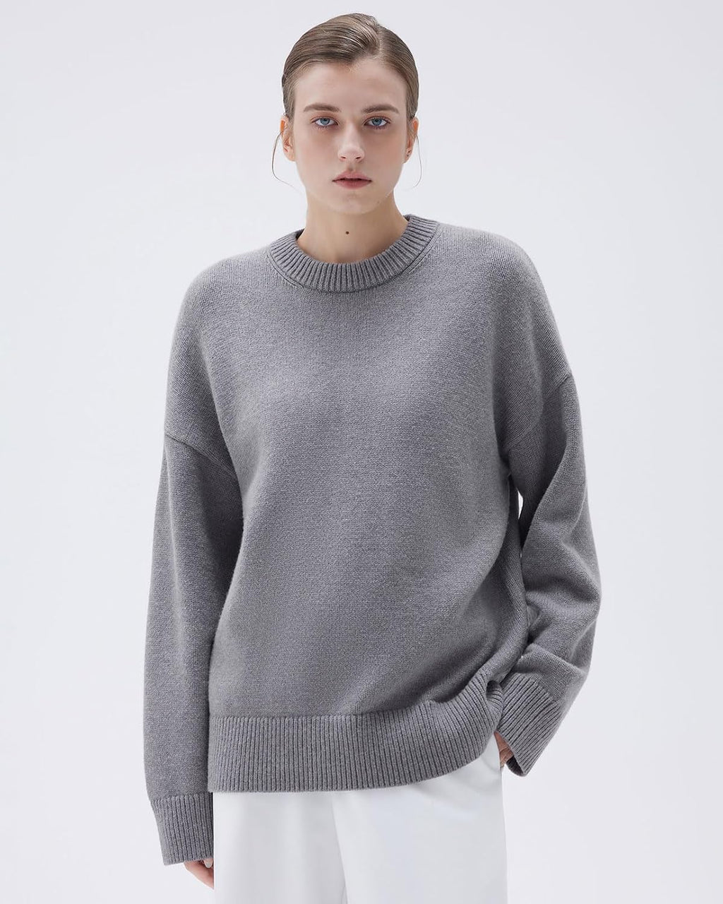 SUUKSESS Women Cashmere Blend Oversized Sweaters Long Sleeve Pullover Tops
