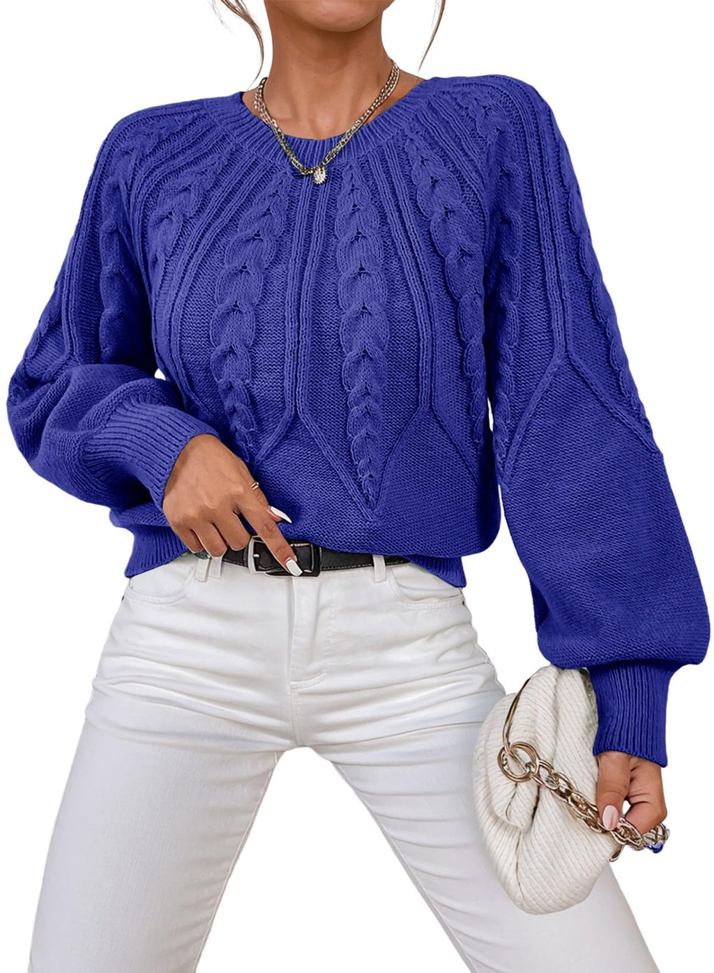 Dokotoo Womens Sweaters Long Sleeve Cable Knit Chunky Fall Tops
