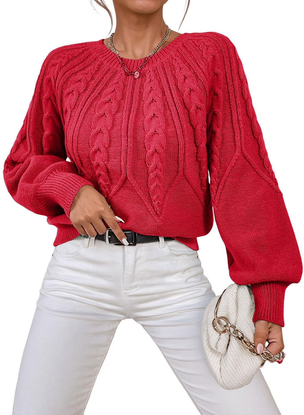 Dokotoo Womens Sweaters Long Sleeve Cable Knit Chunky Fall Tops