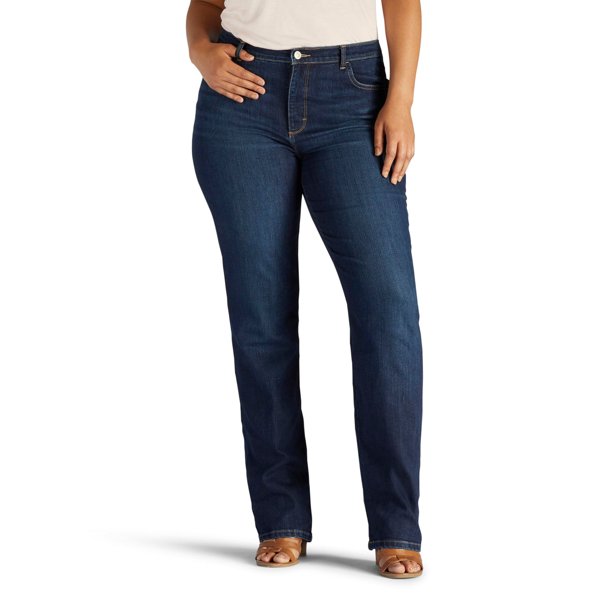 Lee Womens Plus Size Instantly Slims Classic Relaxed Fit Monroe Straight Leg Jean