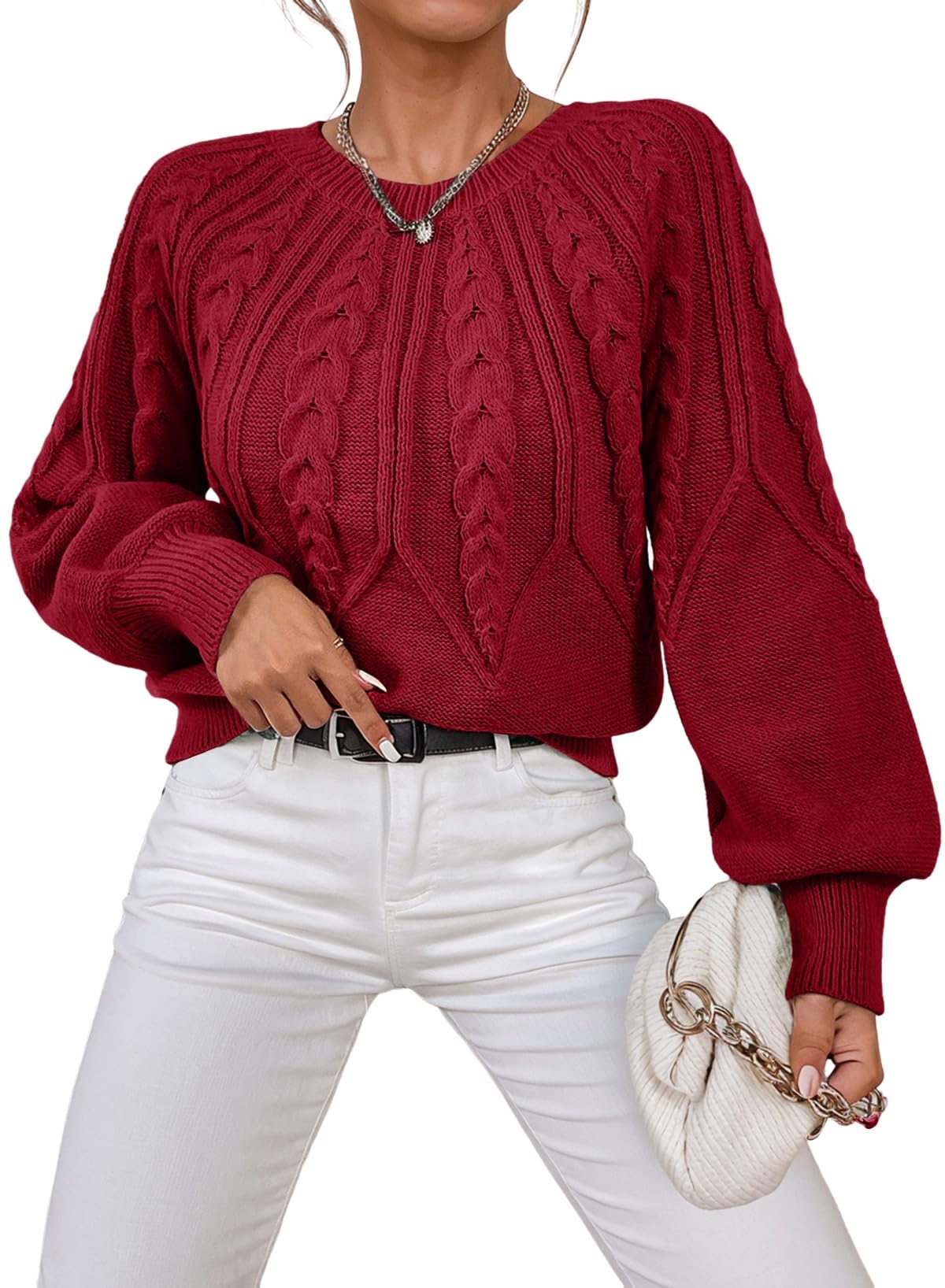 Dokotoo Womens Sweaters Long Sleeve Cable Knit Chunky Fall Tops