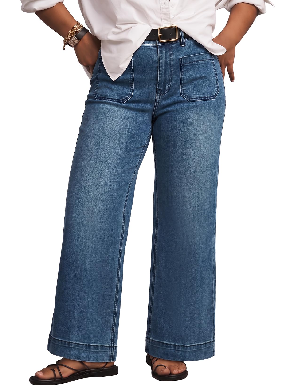 Eytino Plus Size Jeans for Curvy Women High Waisted Denim Pants