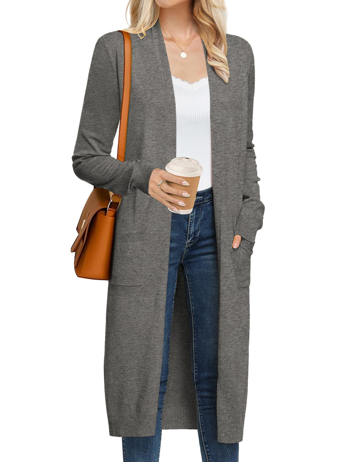 GRACE KARIN Women's 2026 Trendy Long Cardigans Sweater Lightweight Open Front Long Sleeve Maxi Duster Coats with Pockets