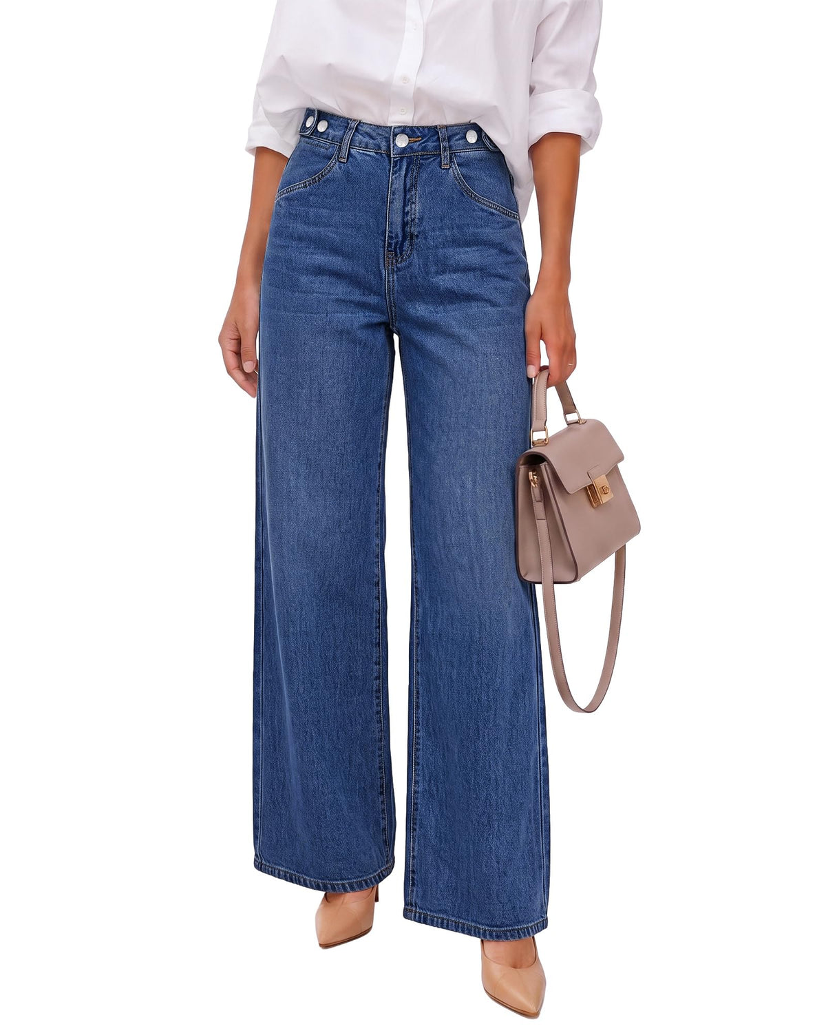 GRAPENT Wide Leg Jeans for Women High Waisted Baggy Stretchy Denim Pants
