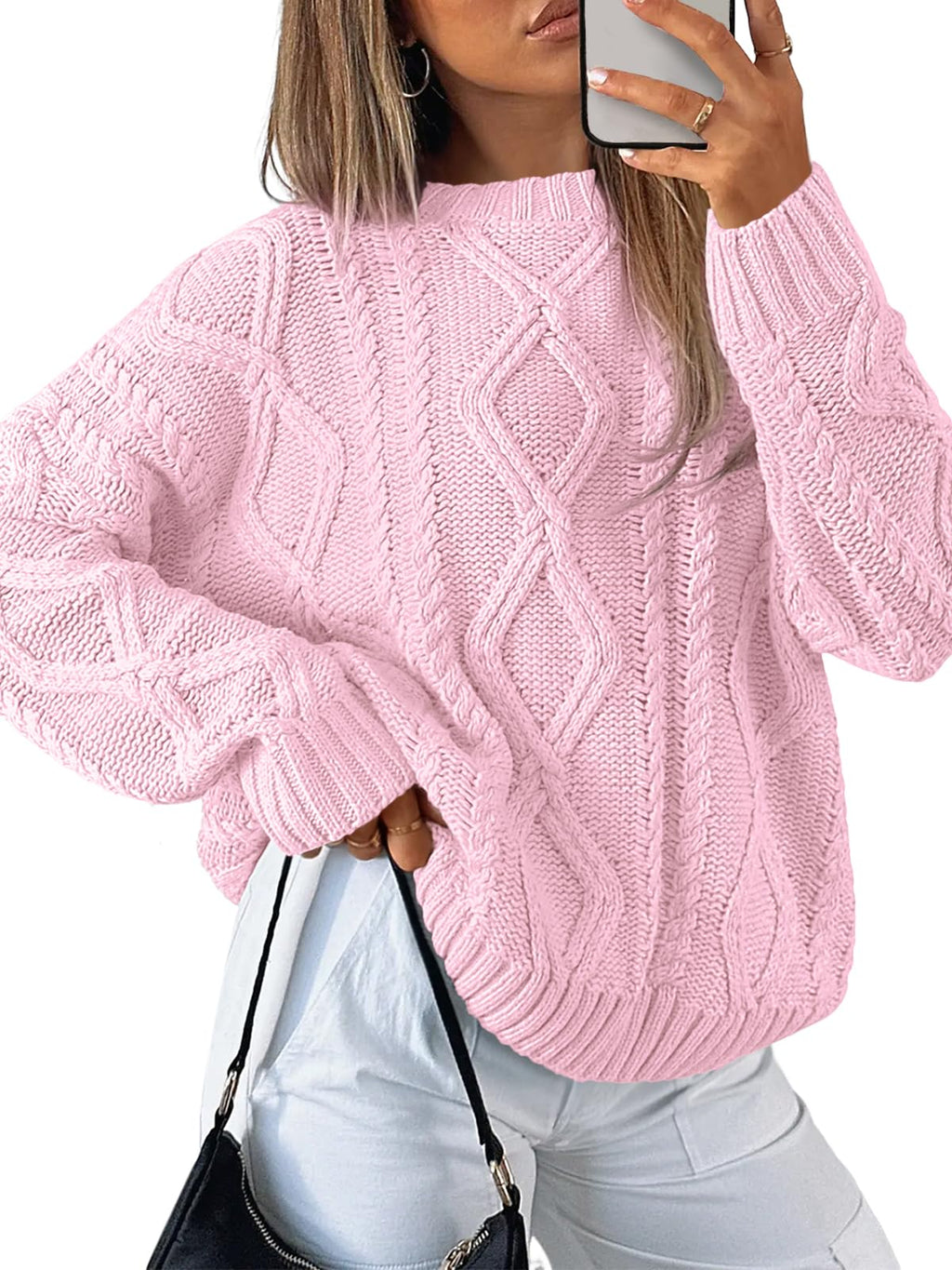 Trendy Queen Women's Oversized Cable Knit Sweaters 2026 Fall Outfits