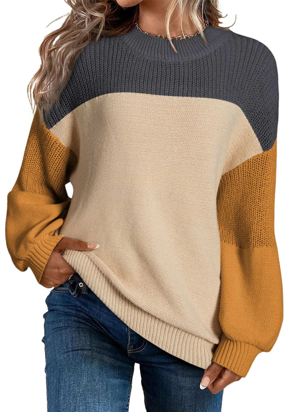 Dokotoo Women's Oversized Long Sleeve Crewneck Pullover Sweaters
