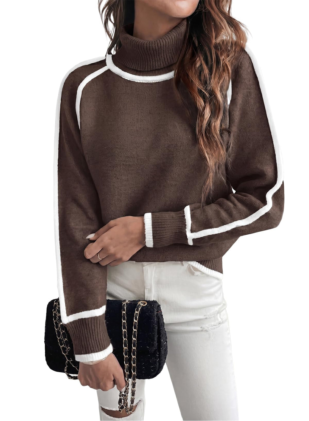 EVALESS Sweaters for Women Fall Winter Cozy Turtleneck Sweater