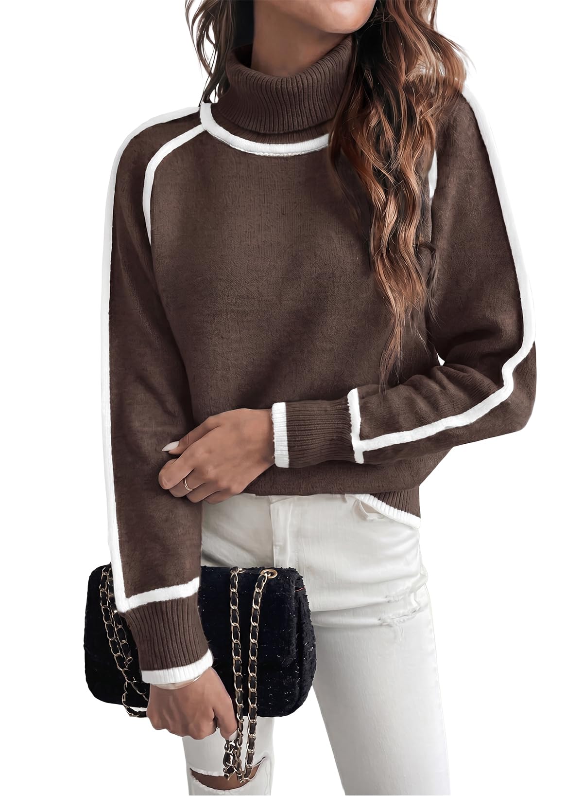 EVALESS Sweaters for Women Fall Winter Cozy Turtleneck Sweater