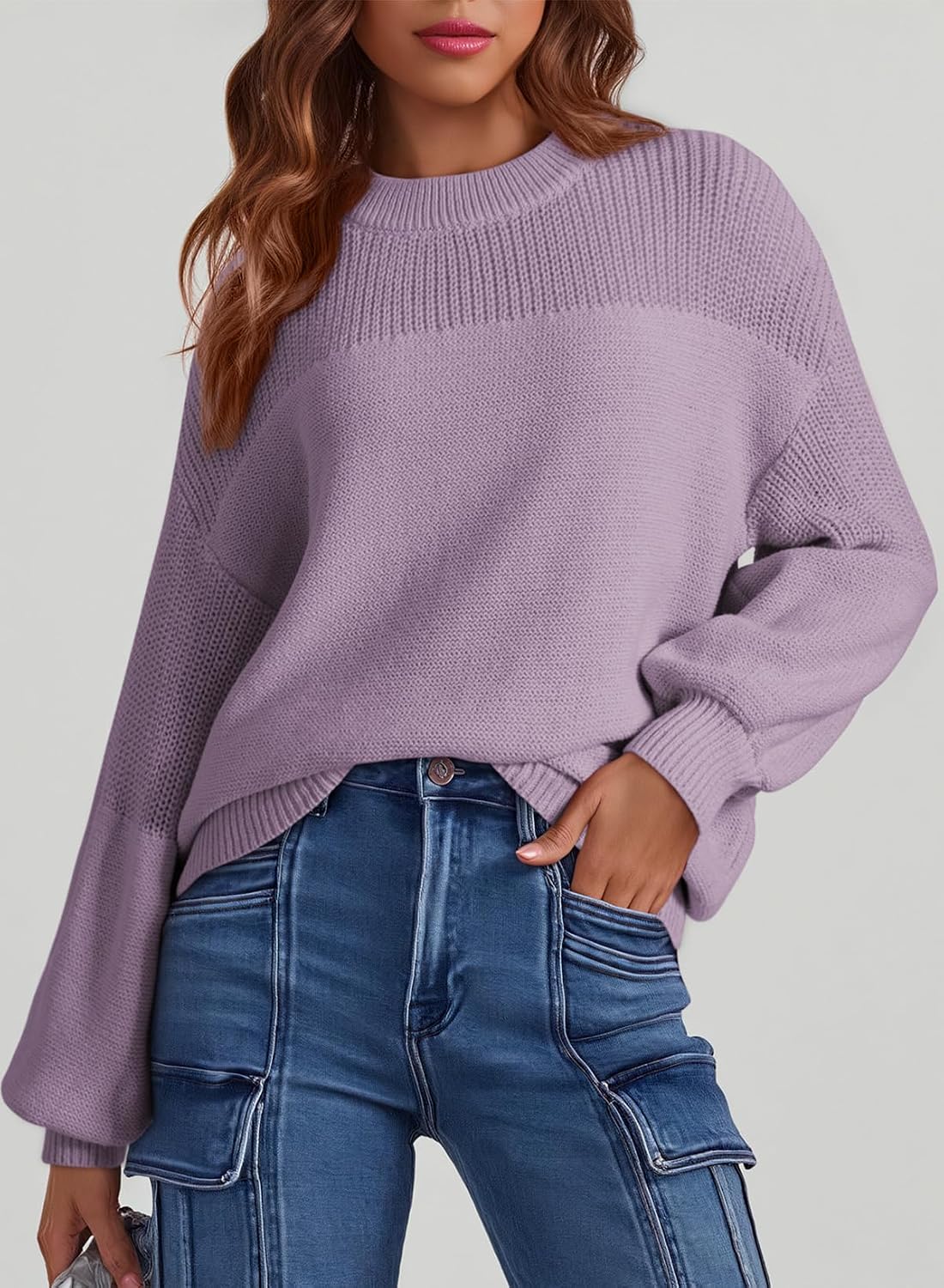Dokotoo Women's Oversized Long Sleeve Crewneck Pullover Sweaters