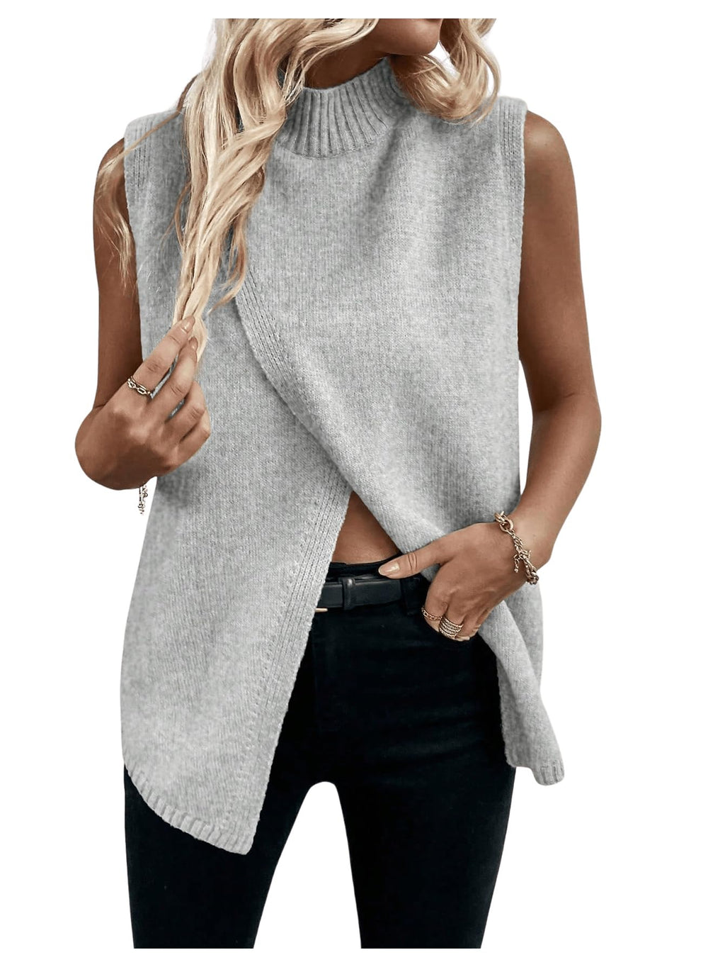 Verdusa Women's Sweater Vest Mock Neck Fall Sweaters Business Casual Outfit