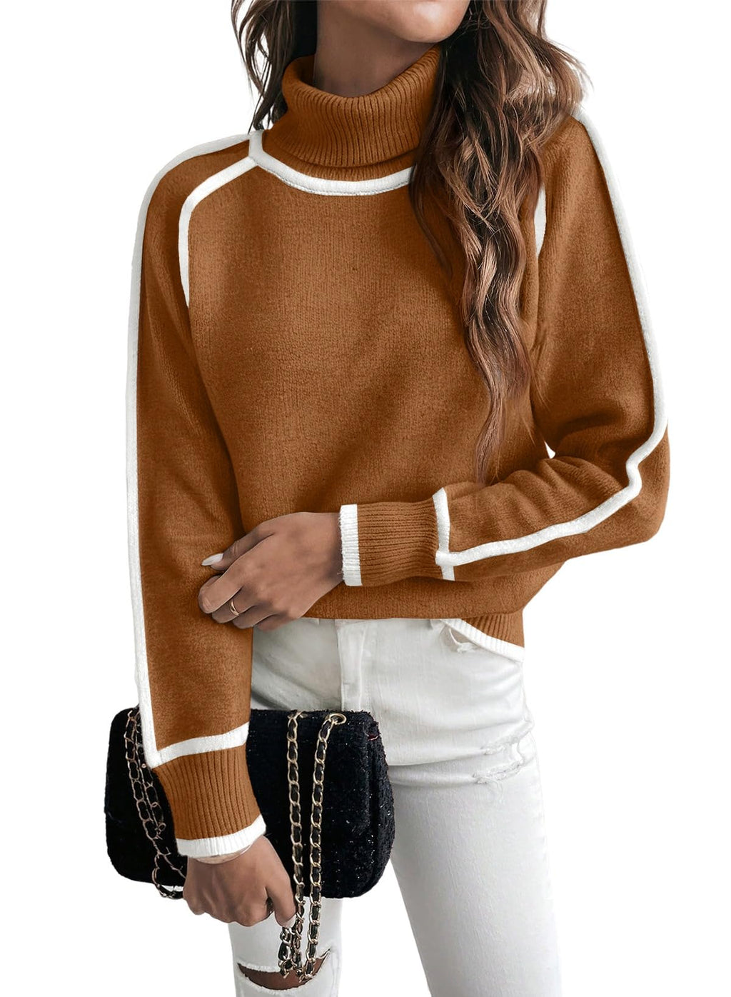 EVALESS Sweaters for Women Fall Winter Cozy Turtleneck Sweater