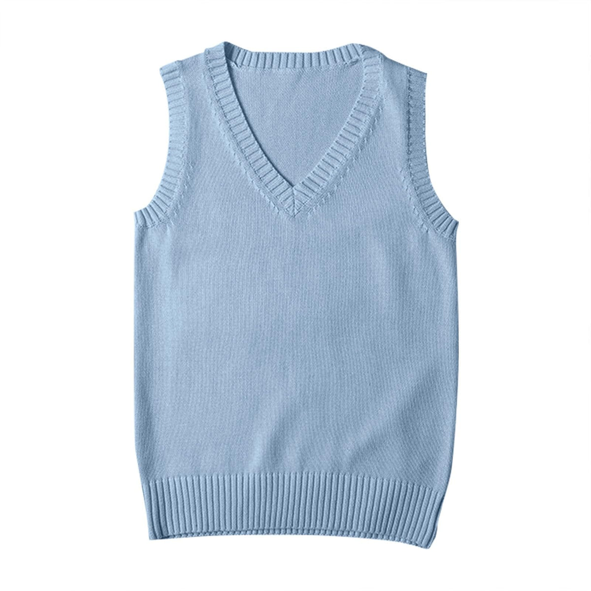 Sweater Vest for Women V Neck Sleeveless Ribbed Trim Solid Knit Casual Layering Daily Tank Vest