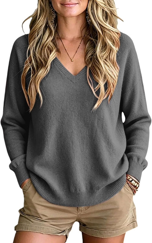 Cashmere Sweaters for Women Long Sleeve V Neck Fall Tops