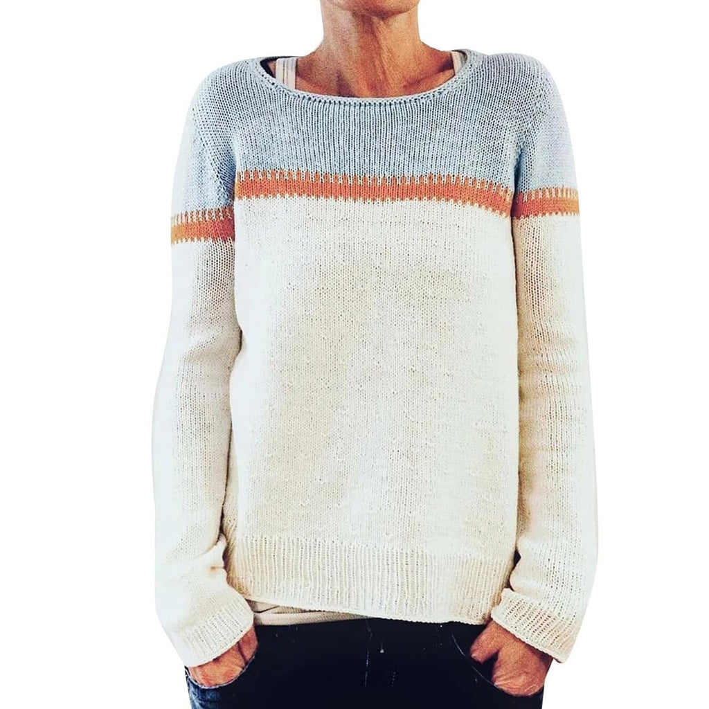 Fair Isle Sweater Women Boho Knitted Vintage Sweaters Casual Crewneck Long Sleeve Lightweight Cropped Pullover Tops