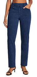 Stretchy Straight Leg Jeans for Women Pull On High Waisted Trendy Denim